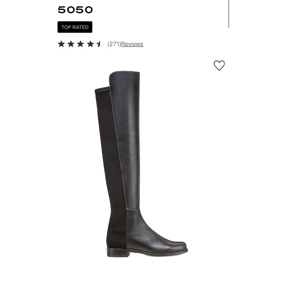 Stuart Weizmann Iconic 50/50 Black Leather Over the Knee Women’s Boot 7.5M NIB - Picture 2 of 8